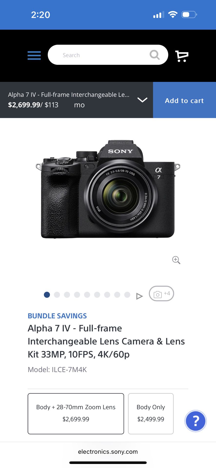 Sony Alpha 7 IV - Full-frame Interchangeable Lens Camera & Lens Kit 33MP, 10FPS, 4K/60p