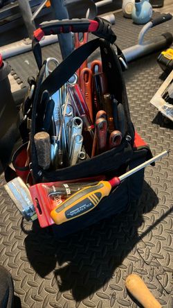 Open Tool Tote Bag with Mixed Hand Tools