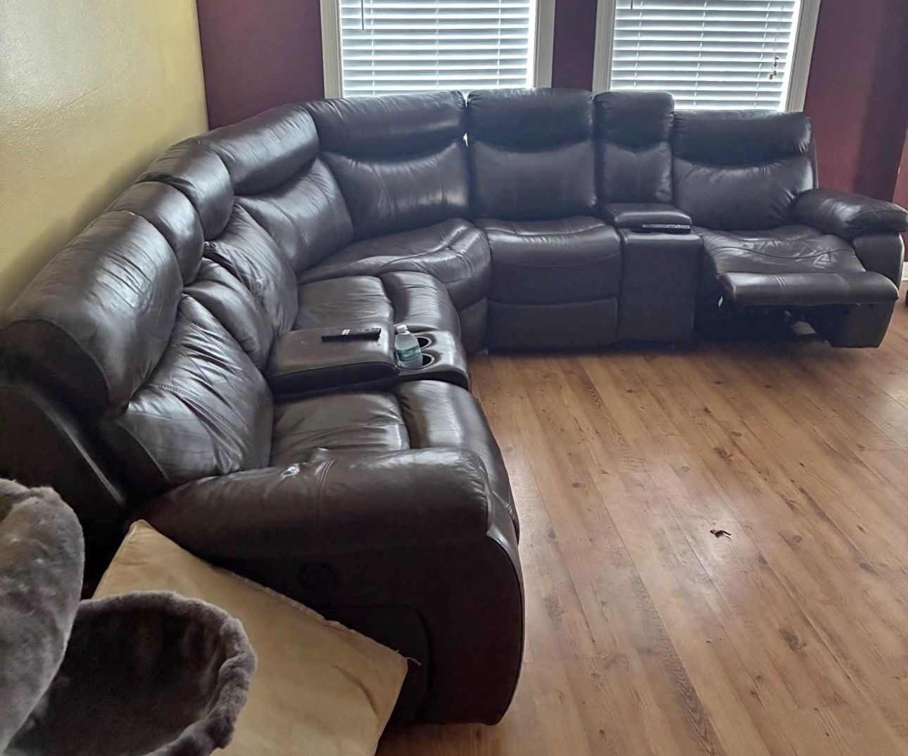 Leather Electric Recliner Sectional Couch