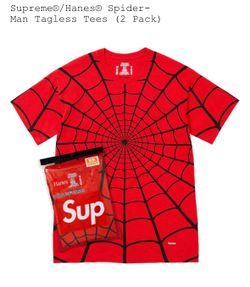 Supreme x Hanes Spider-Man Tees (2Pack) Size Large