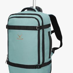 42L Rolling Travel Backpack, Carry-On Approved, Mint Green