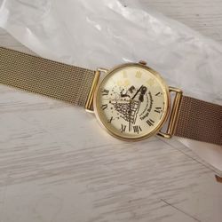 Tokyo Disneyland limited edition Mickey Castle retro gold watch, second-hand, vintage