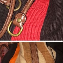 Cole Hann Saddle, Leather And Canvas Bag 