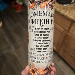 Pumpkin Pie Recipe 20oz Tumbler 