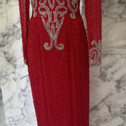 Alyce Designs Vintage Sequined Embroidered Beaded Formal Dress 