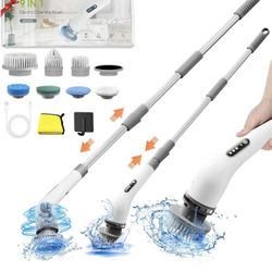 Shower Scrubber with Long Handle,Electric Scrubber for Cleaning,Bathroom Cleaner,Waterproof Shower Scrubber,Cordless Cleaning Brush with 7 Brush Heads