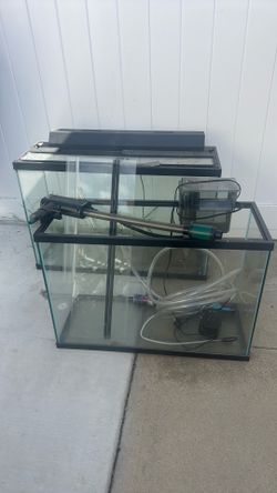 Two fish tanks with automatic cleaner filter, water bubbler