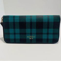 Coach Zip-Around Wallet Buffalo Check Print