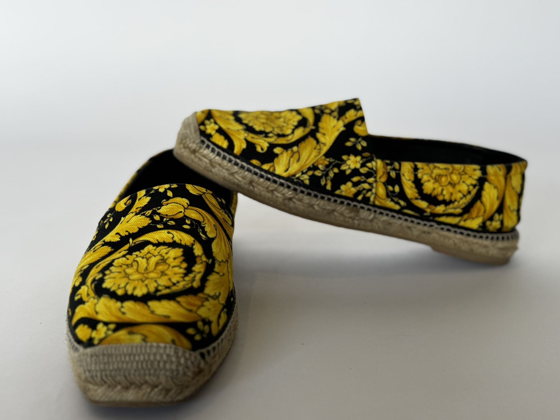 Versace Barocco Print Slip-On Espadrille Loafers