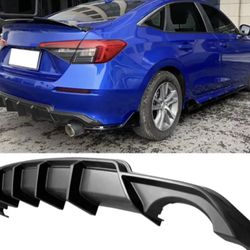 For 22-23 Honda Civic Sedan FE-C Style Rear Bumper Lip Diffuser Spat Matte Black