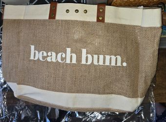 Beach Bum Jute Canvas Tote Bag