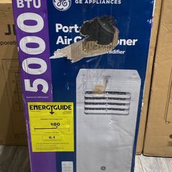 GE 5,100 BTU Portable Air Conditioner for Small Rooms up to 150 sq ft., 3-in-1 with Dehumidify, Fan and Auto Evaporation, Included Window Installation
