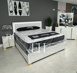 White Gold King LED BEDROOM SET 
