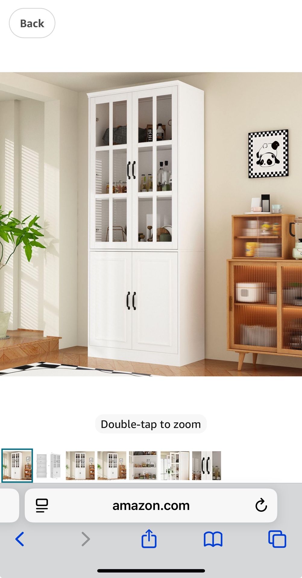 Brand new in box MOUMON Kitchen Pantry Storage Cabinet with Glass Doors, Pantry Cabinet and Kitchen Storage, Adjustable Shelves and Doors, for Hallway