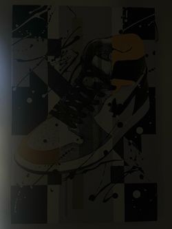 Abstract Sneaker Wall Art Canvas – Black, White & Gold