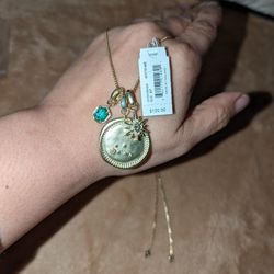 Kendra Scott NWT Capricorn Blue Glass Charm Necklace 14K Gold Plated 