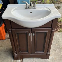 Shallow Bathroom Vanity With Sink And Mirror
