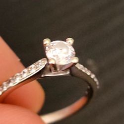 White Gold 14k Wedding Band Set With 1/2 Karat Solitaire