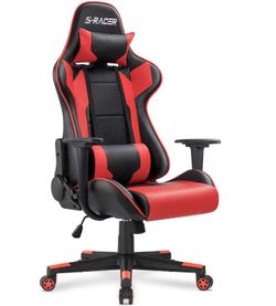 Homall Gaming Chair, Office Chair High Back Computer Chair Leather Desk Chair Racing Executive Ergonomic Adjustable Swivel Task Chair with Headrest an