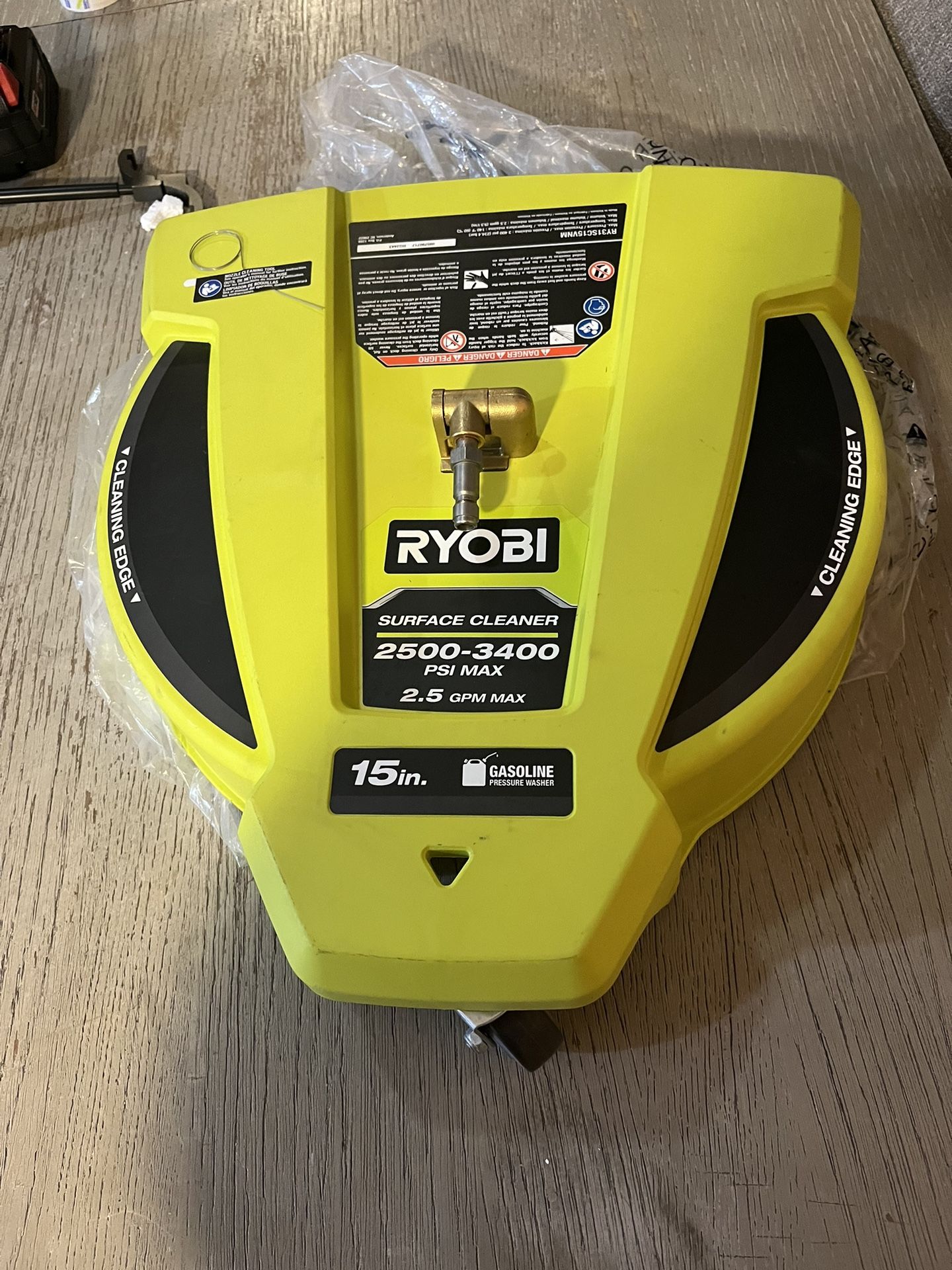 RYOBI 15 in. 3400 PSI Gas Pressure Washer Surface Cleaner with Caster Wheels