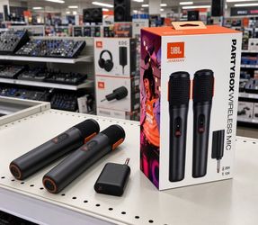 JBL PartyBox Wireless Mic Digital Two-Person Handheld Microphone 1/4" Dongle 100ft Range 20Hour Battery Karaoke Vocal Upgrade Set (Pair)