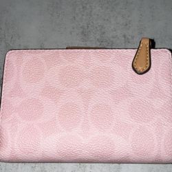 coach gold/power pink wallet