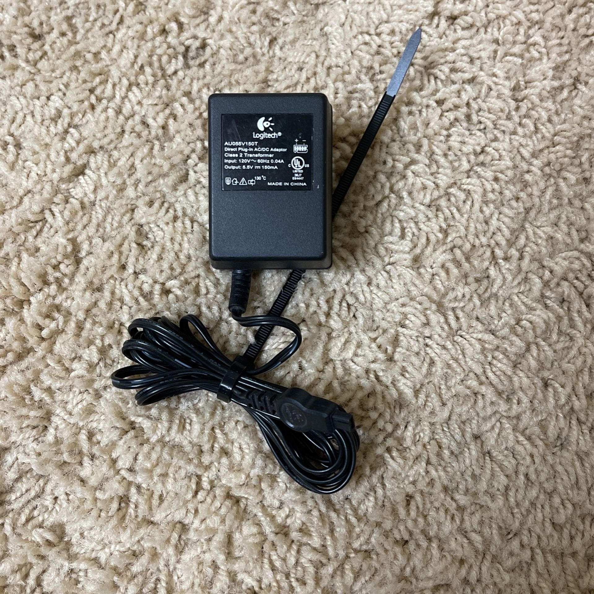 Genuine Logitech AU055V150T Class 2 Transformer Direct Plug in AC/DC 5.5V=150mA