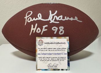 Paul Krause Signed Football HOF 98 Certified
