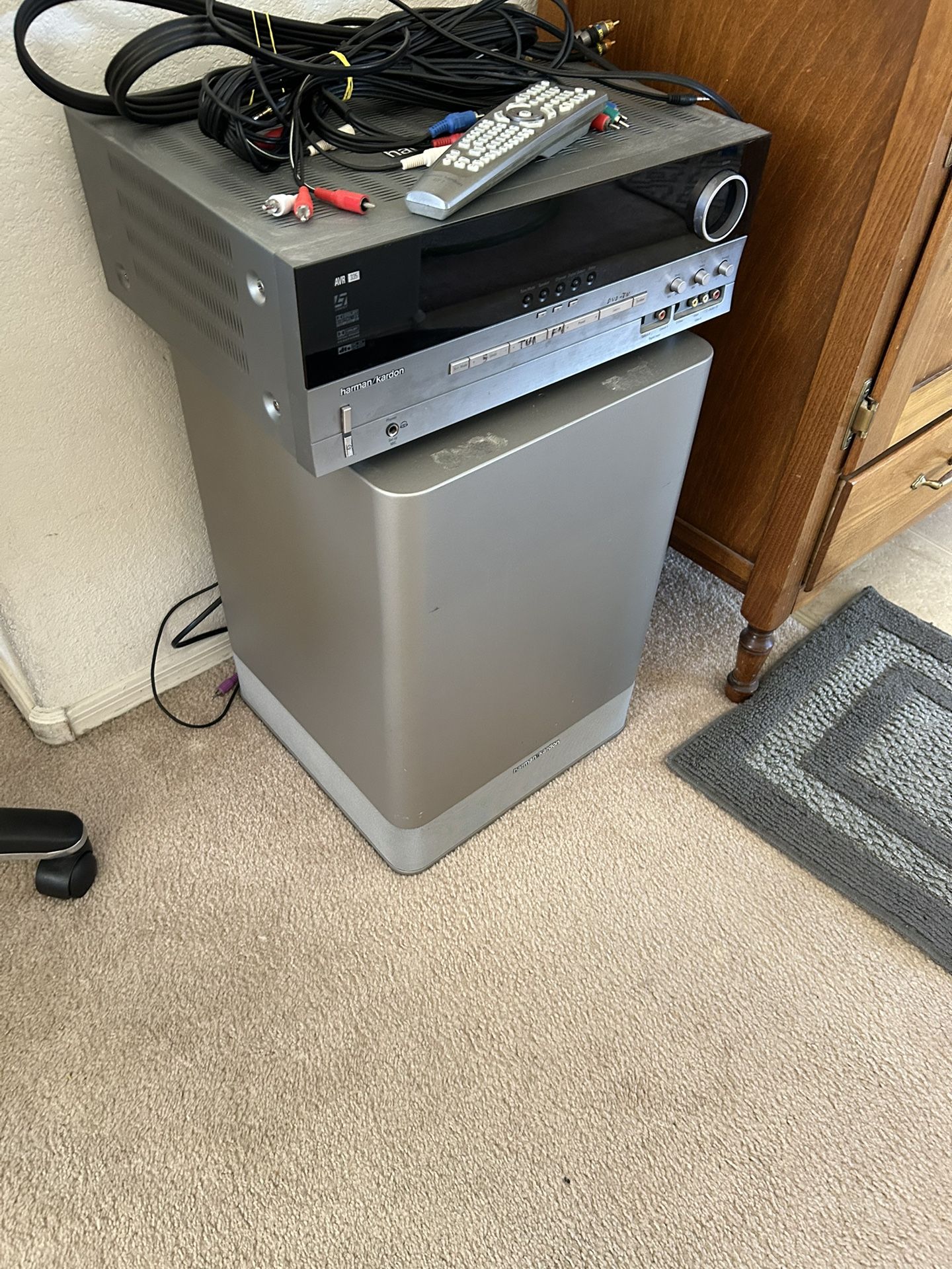 Harmon Kardon receiver,  subwoofer and 5 speakers 