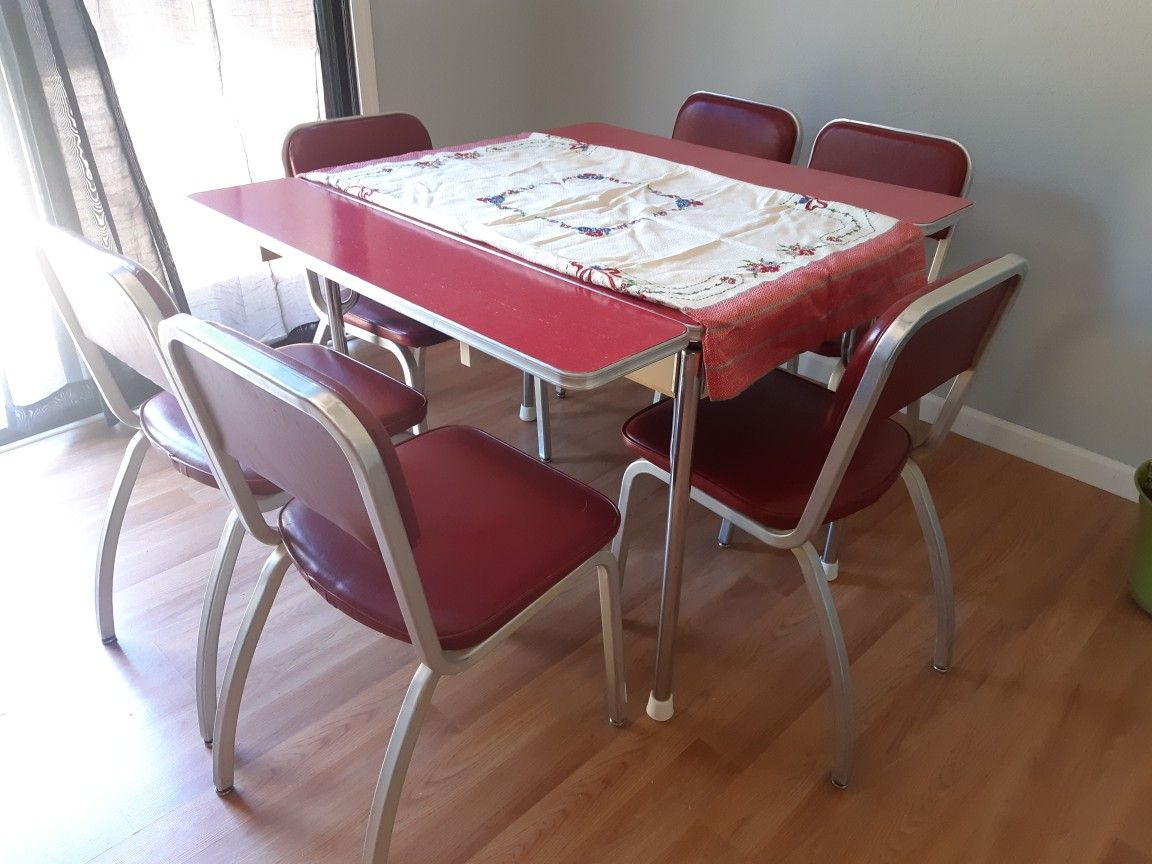 Vintage Retro Early 50s Mid Century Fomica Dining Table 6 Chairs MCM
