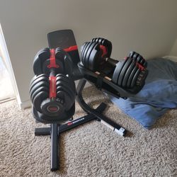 Bow flex Adjustable Dumbbells With Stand 