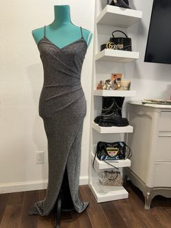 Silver Sparkly Windsor Evening Gown, Size Medium