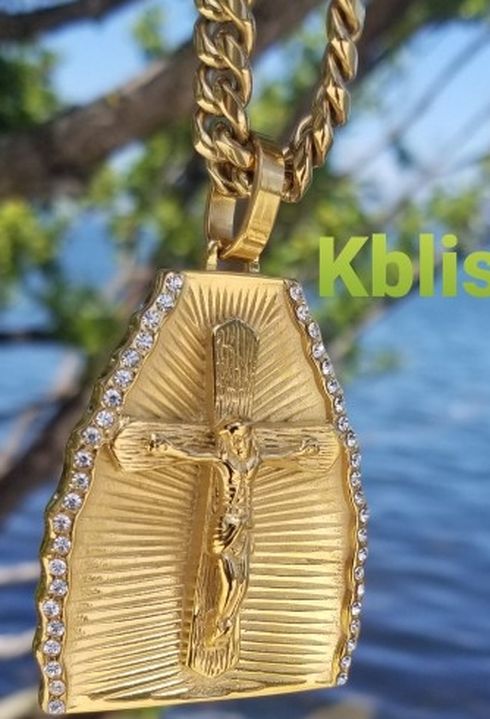 14k Gold Plated Miami Cuban Link Chain w for