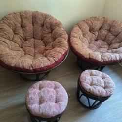Papasan Chairs With Ottomans