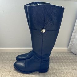 Tory Burch Jolie Black Leather Riding Boots -Size 7