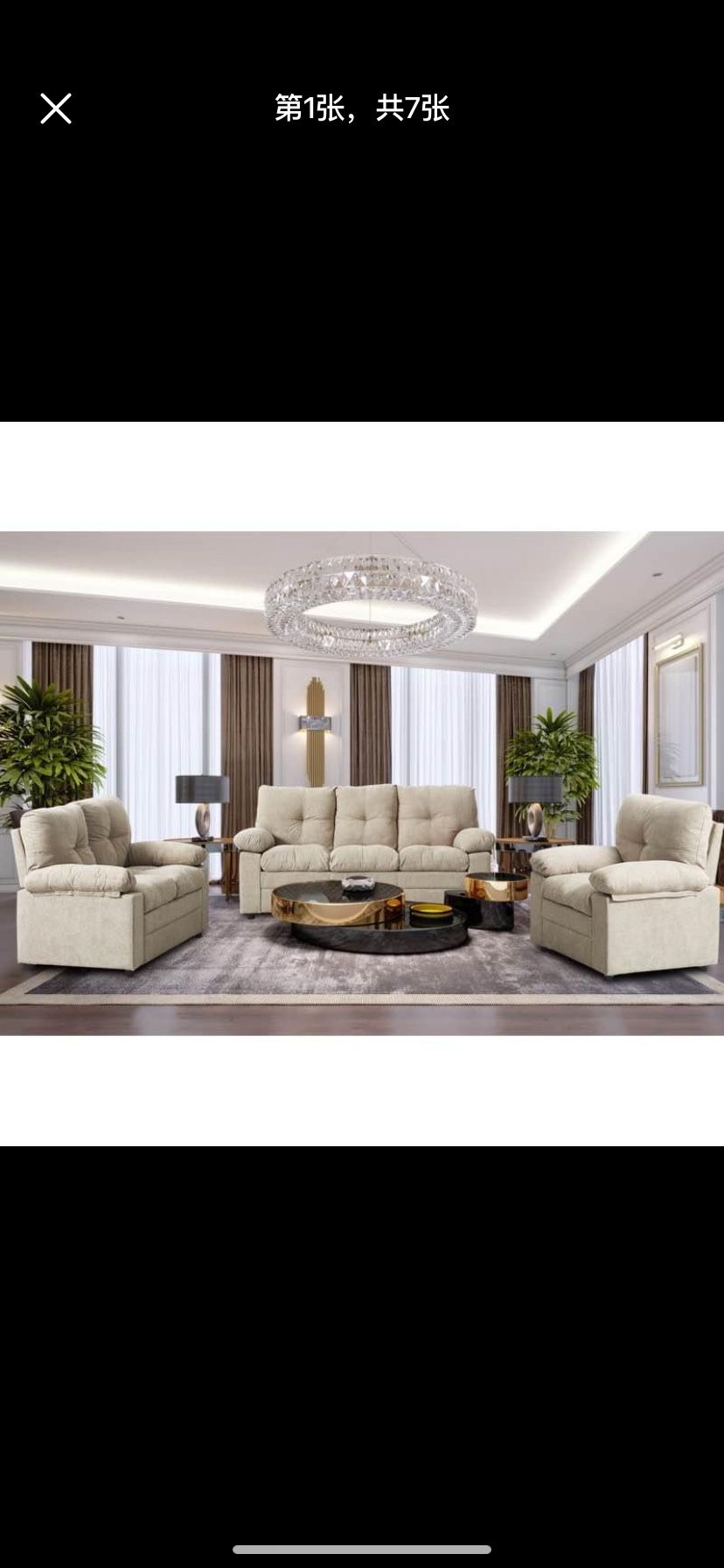 3-Piece Living Room Storage Sofa Set with 3-Seat Couch, Loveseat and Single Armchair Home Aprtment Office Studio ,Living Room Set 