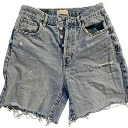 PacSun High-waisted Button-fly Denim Cutoff Shorts Light Indigo Size 27 Wash Dis