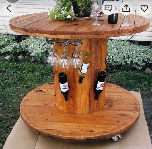 Wooden Spool Round Garden Table