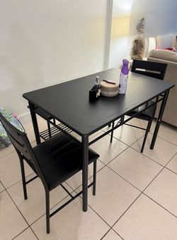 Black Dining Table and 2 Chairs Set and Bench