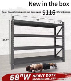 😀 63.5”Hx68”Wx24”D Garage Storage Shelving Unit,8000LBS Heavy Duty Metal Garage Storage Shelves for Warehouse,Basement,new in the box