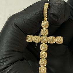 Gold And Diamonds Cross Pendant 