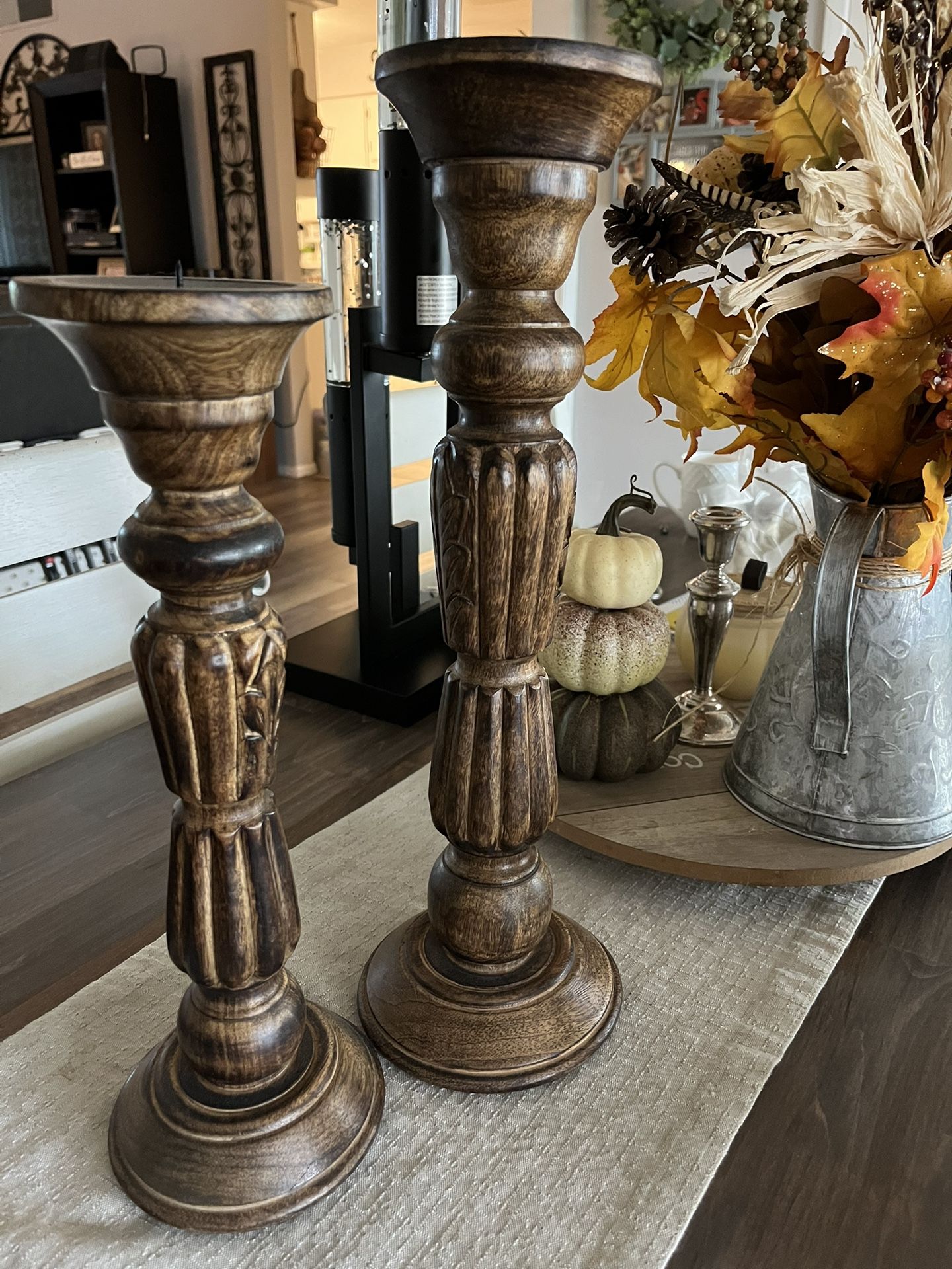 Wood Candle Holders set of 2