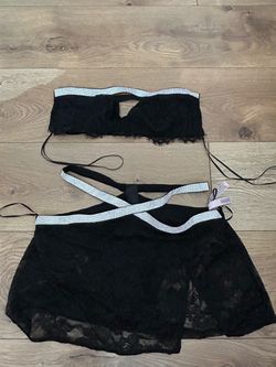 the Victoria's Secret Shine Strap Halter Bralette & Mini Skirt Set. Missing neck strap size small