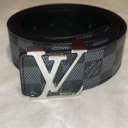 LV Belt Sliver Buckle Black Checkers