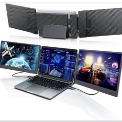 S3 Laptop Screen Extender, 14'' Triple Portable Monitor for Laptops Plug and Play, 1080P FHD IPS Laptop Monitor Extender for 13''-16.5'' Laptops Compa