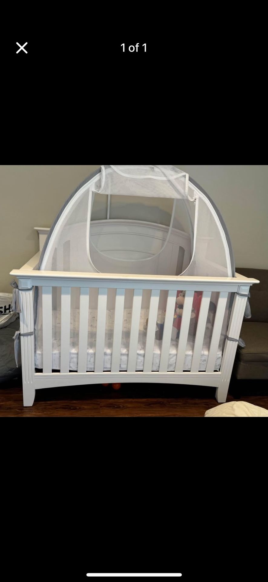 White Crib With Mattress