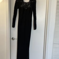 Wedding Guest Black Long Lace Dress With Undercovered Back 