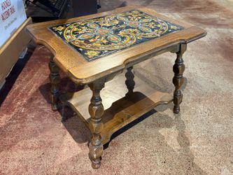 Unique Cottagecore Tile Top Accent Table