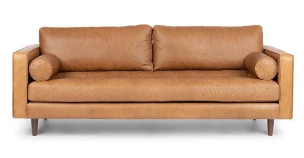 Stylish tan leather couch/sofa from Article