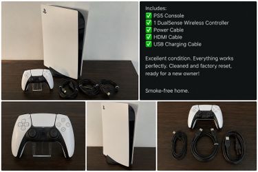 PS5 Console Disc Edition + 1 Controller – Excellent Condition